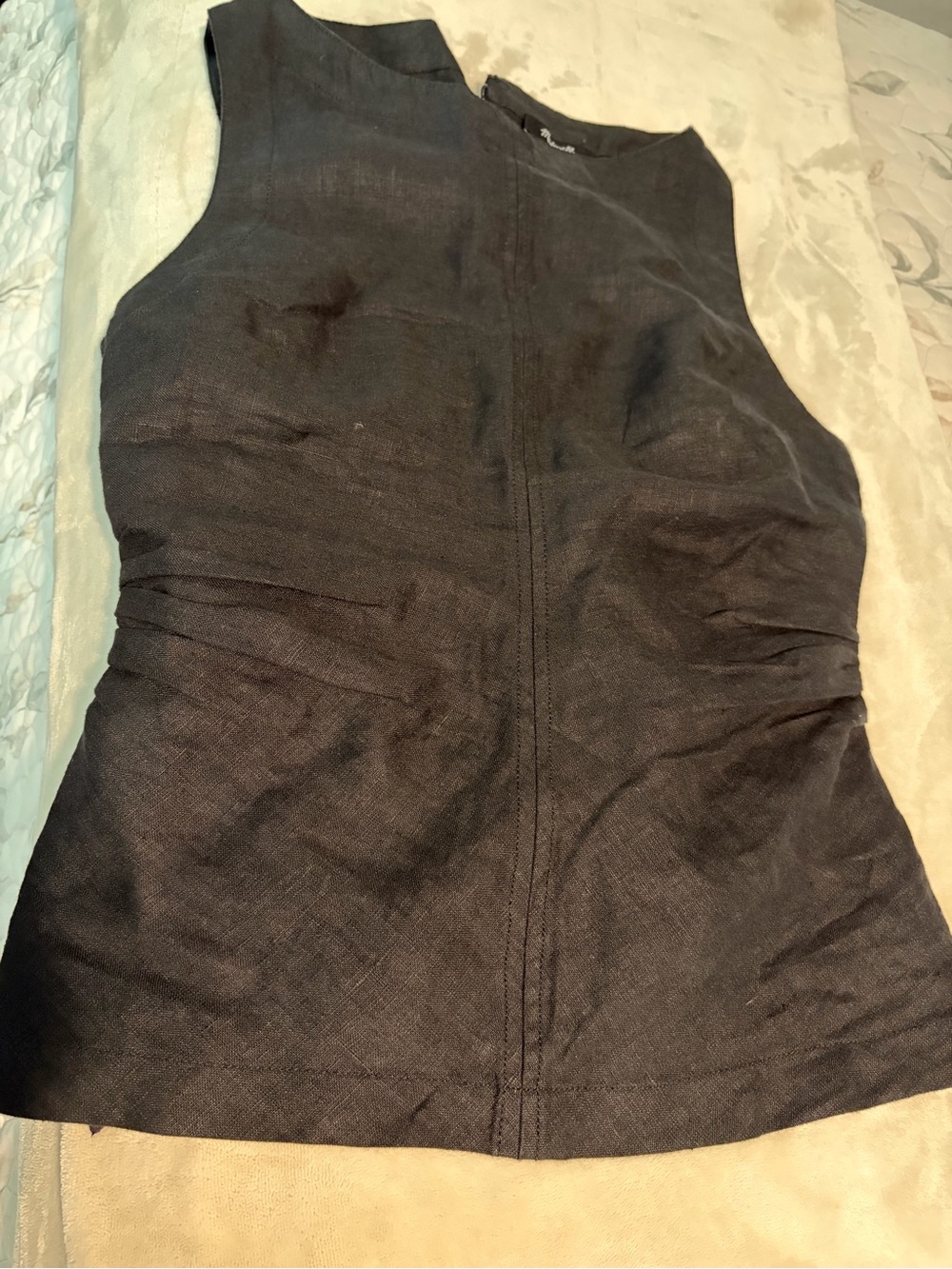 Madewell Black Sleeveless Linen-Blend Shell Top